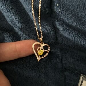 925 Sterling Silver Chain Rose Gold Tone Double Heart Pendant Neckla…